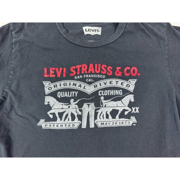Levis Size M Mens T Shirt Black Short Sleeve Logo - Picture 2 of 4